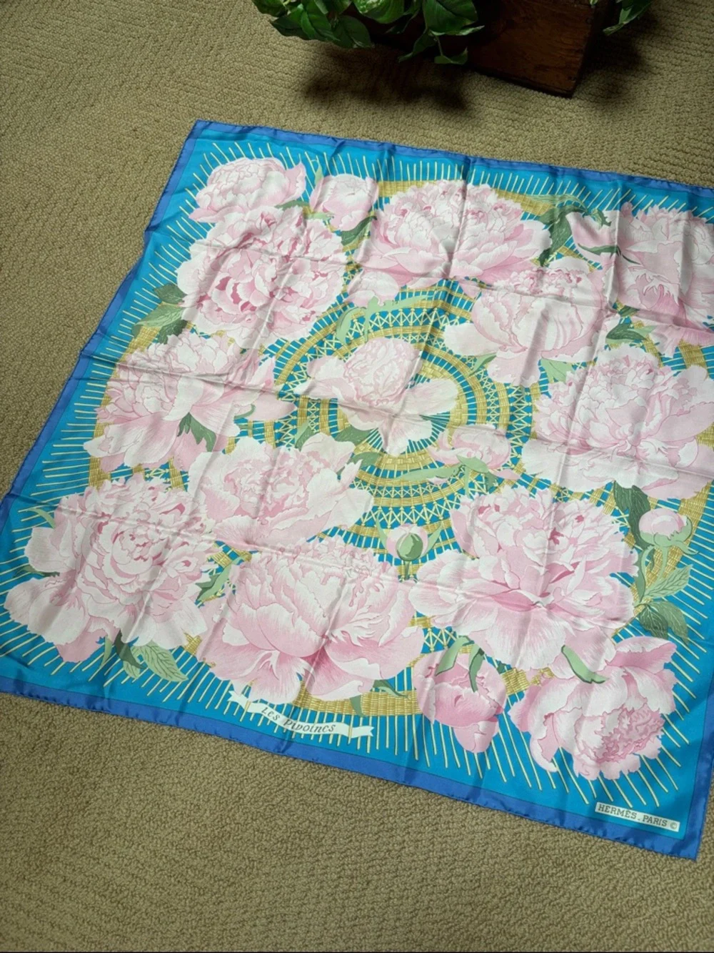 Silk Hermes-Paris Floral Scarf - Picture 3 of 4
